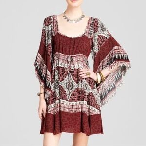 Free People Heart Of Gold Scarlet Dress Size S Flutter Sleeve Boho Oversized